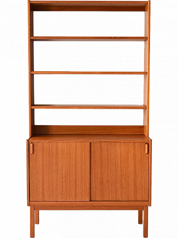 Teak bookcase with curved wood handles by Bodafors, 1960s