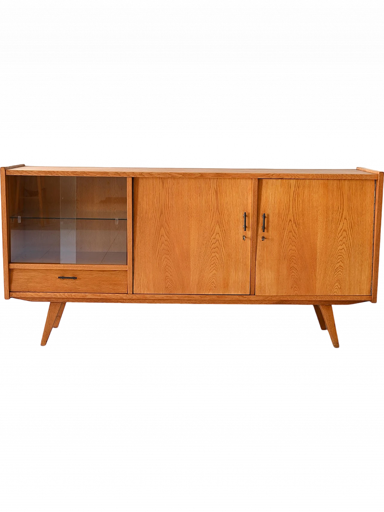 Oak sideboard with display cabinet, 1960s 13