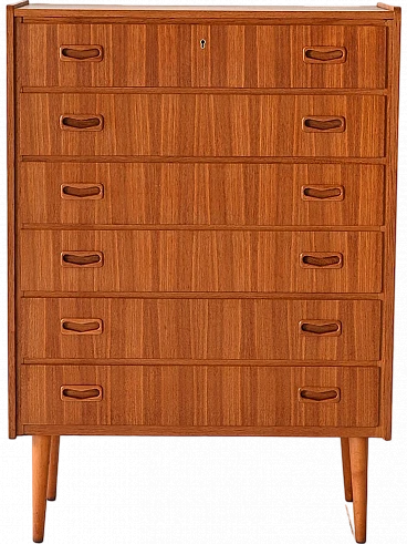 Scandinavian teak six-drawer dresser, 1960s