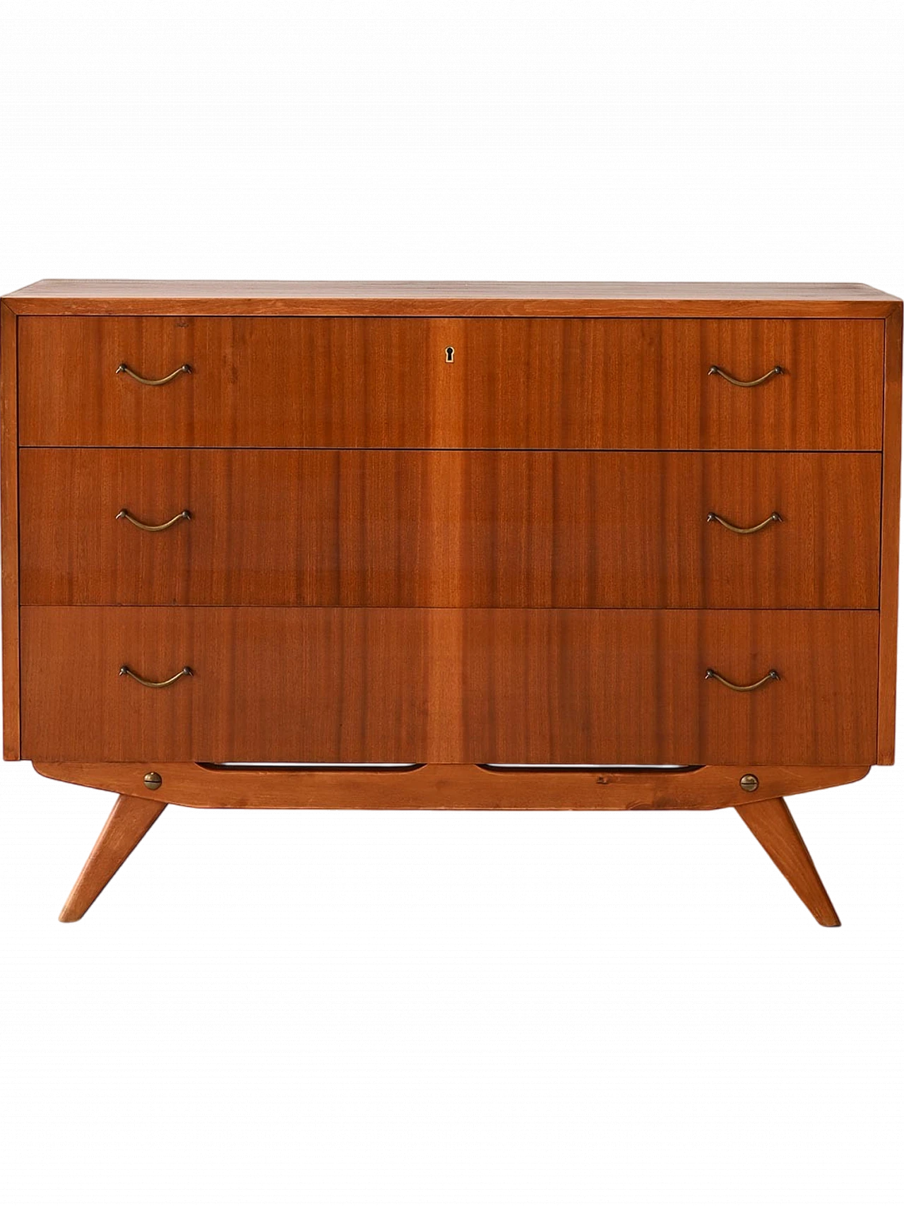 Scandinavian mahogany chest of drawers with metal handles, 1960s 15