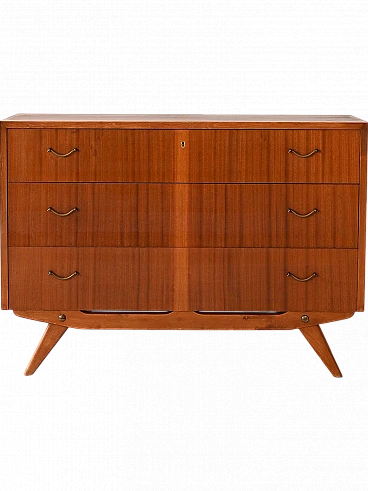 Scandinavian mahogany chest of drawers with metal handles, 1960s