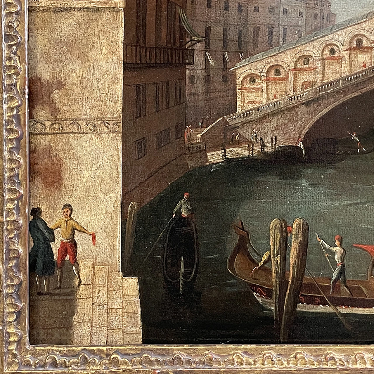 Francesco Tironi, Pair of Venetian views, framed oil, 18th century 5