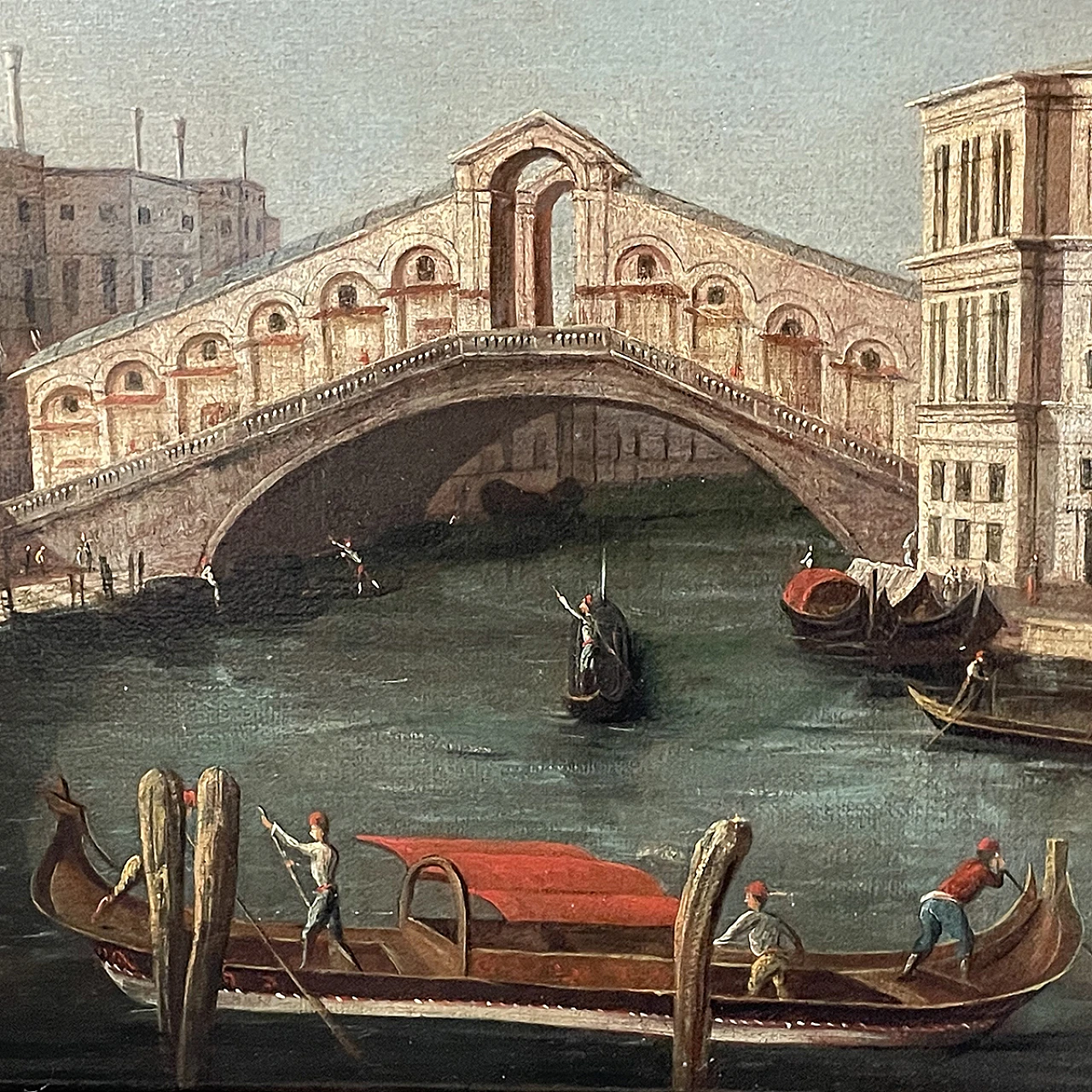 Francesco Tironi, Pair of Venetian views, framed oil, 18th century 6