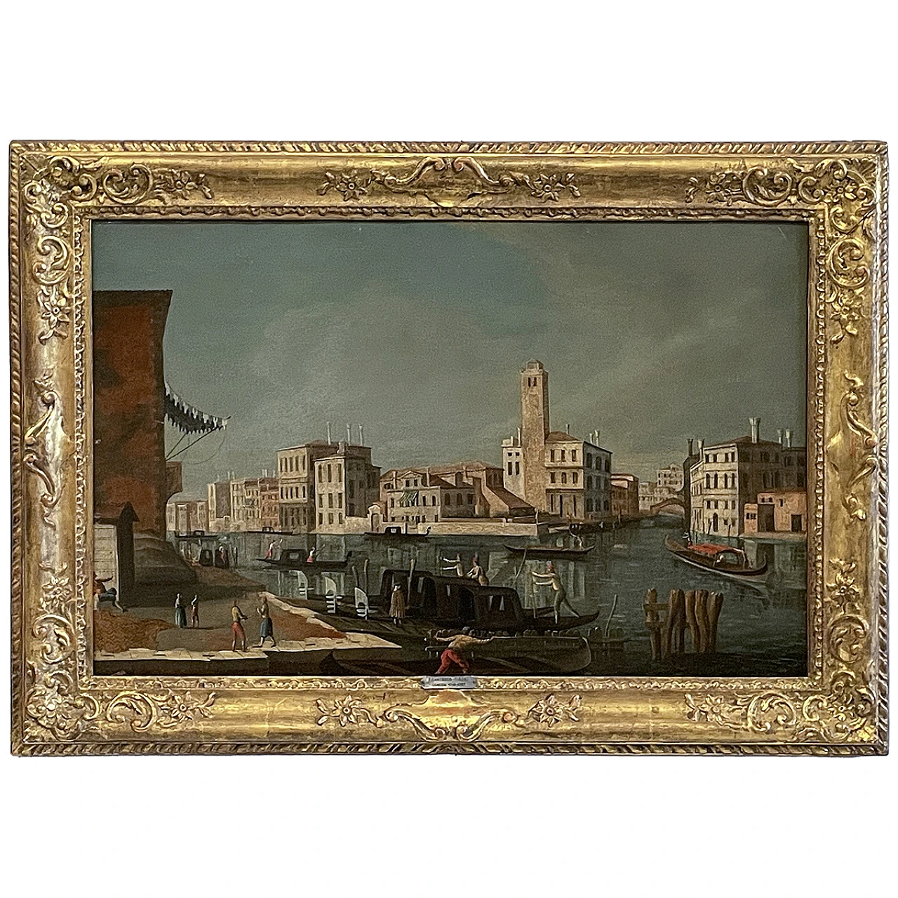 Francesco Tironi, Pair of Venetian views, framed oil, 18th century 12