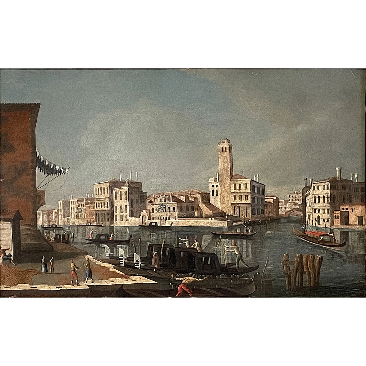 Francesco Tironi, Pair of Venetian views, framed oil, 18th century 13