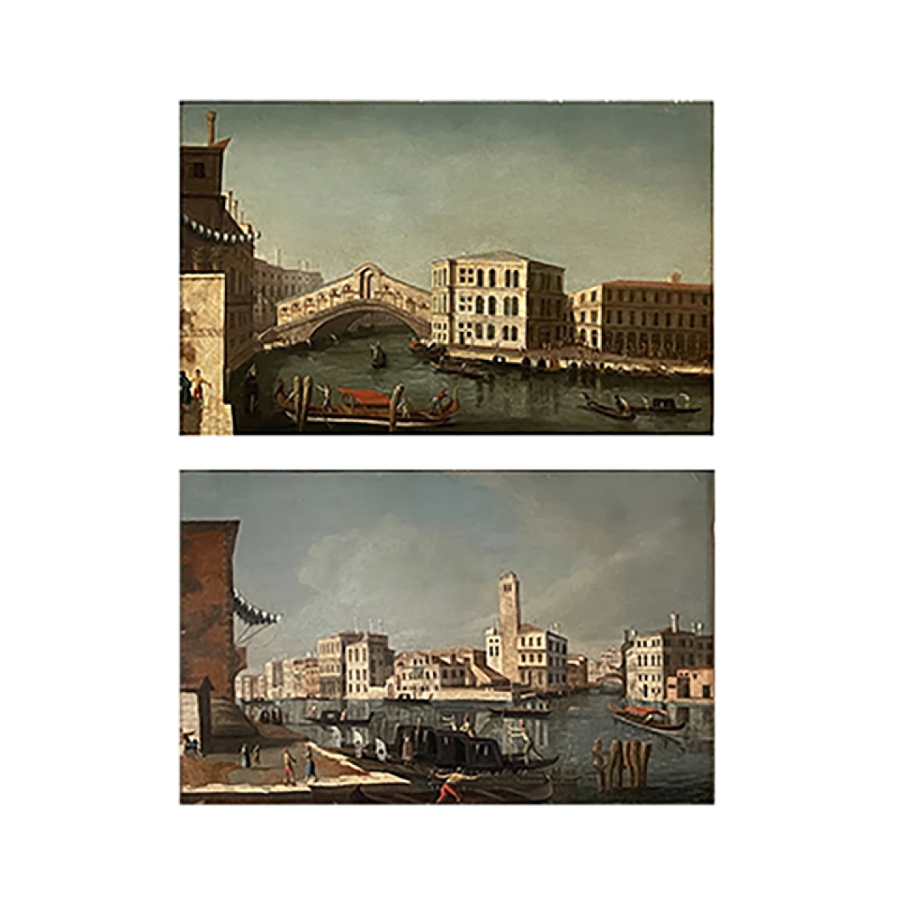 Francesco Tironi, Pair of Venetian views, framed oil, 18th century 24