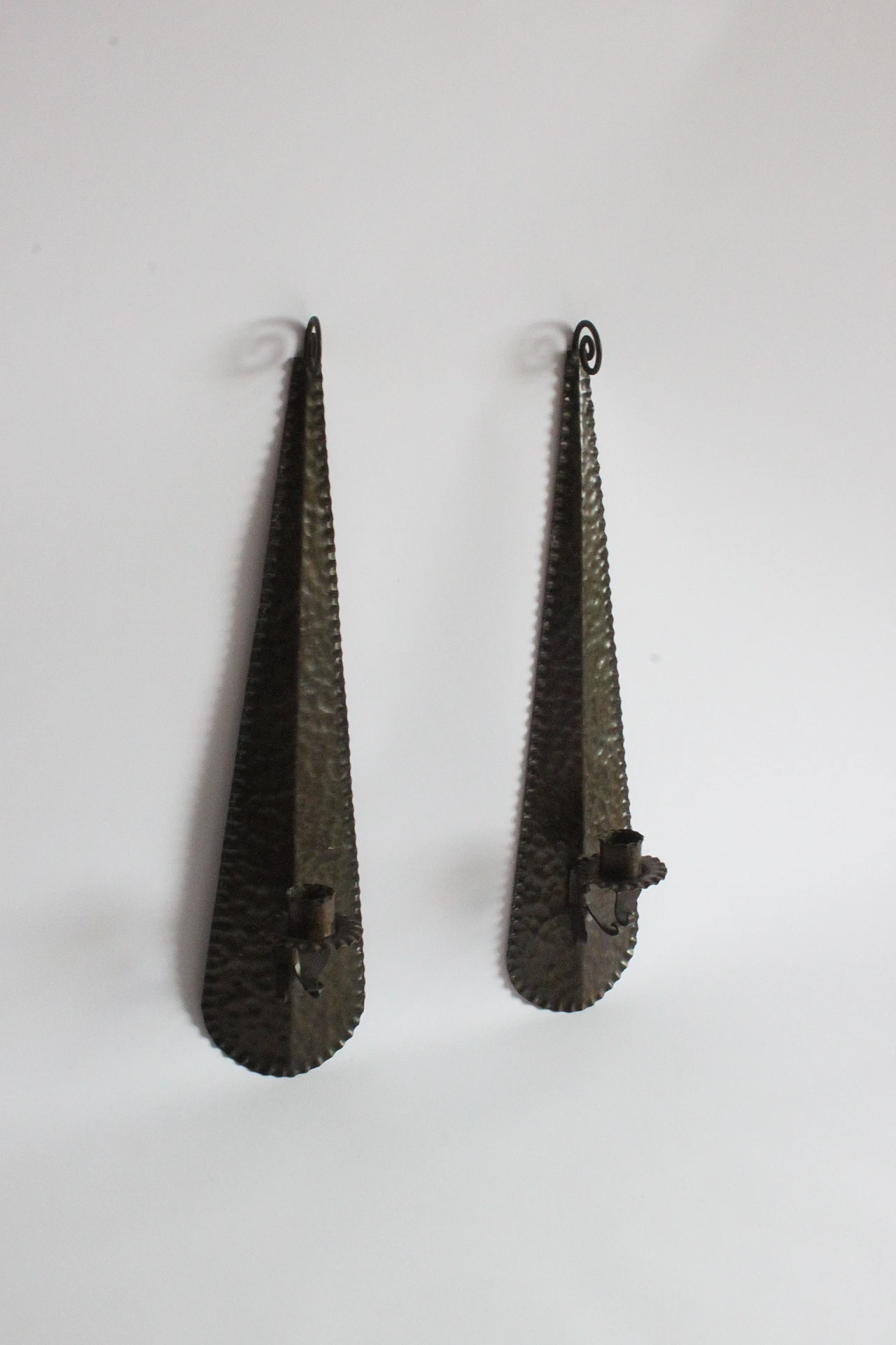 Arts And Crafts Hammered Metal Candle Sticks, The Netherlands 1910S 6