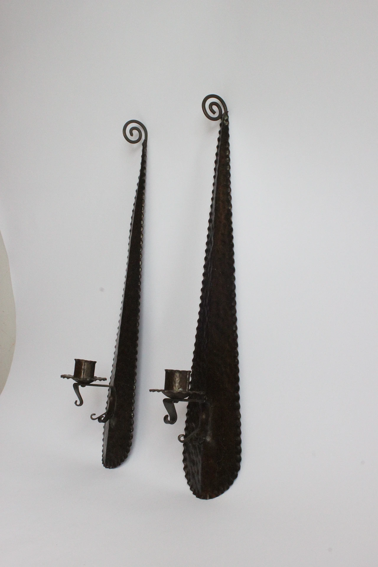 Arts And Crafts Hammered Metal Candle Sticks, The Netherlands 1910S 7