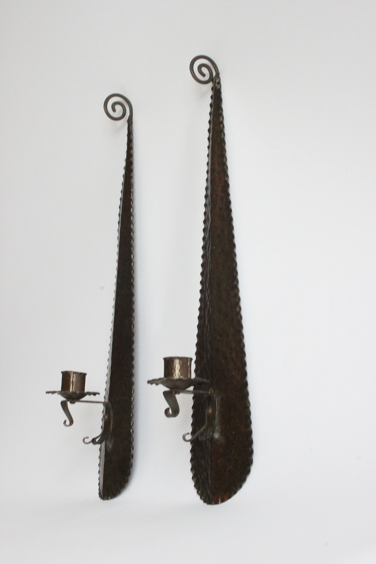 Arts And Crafts Hammered Metal Candle Sticks, The Netherlands 1910S 9