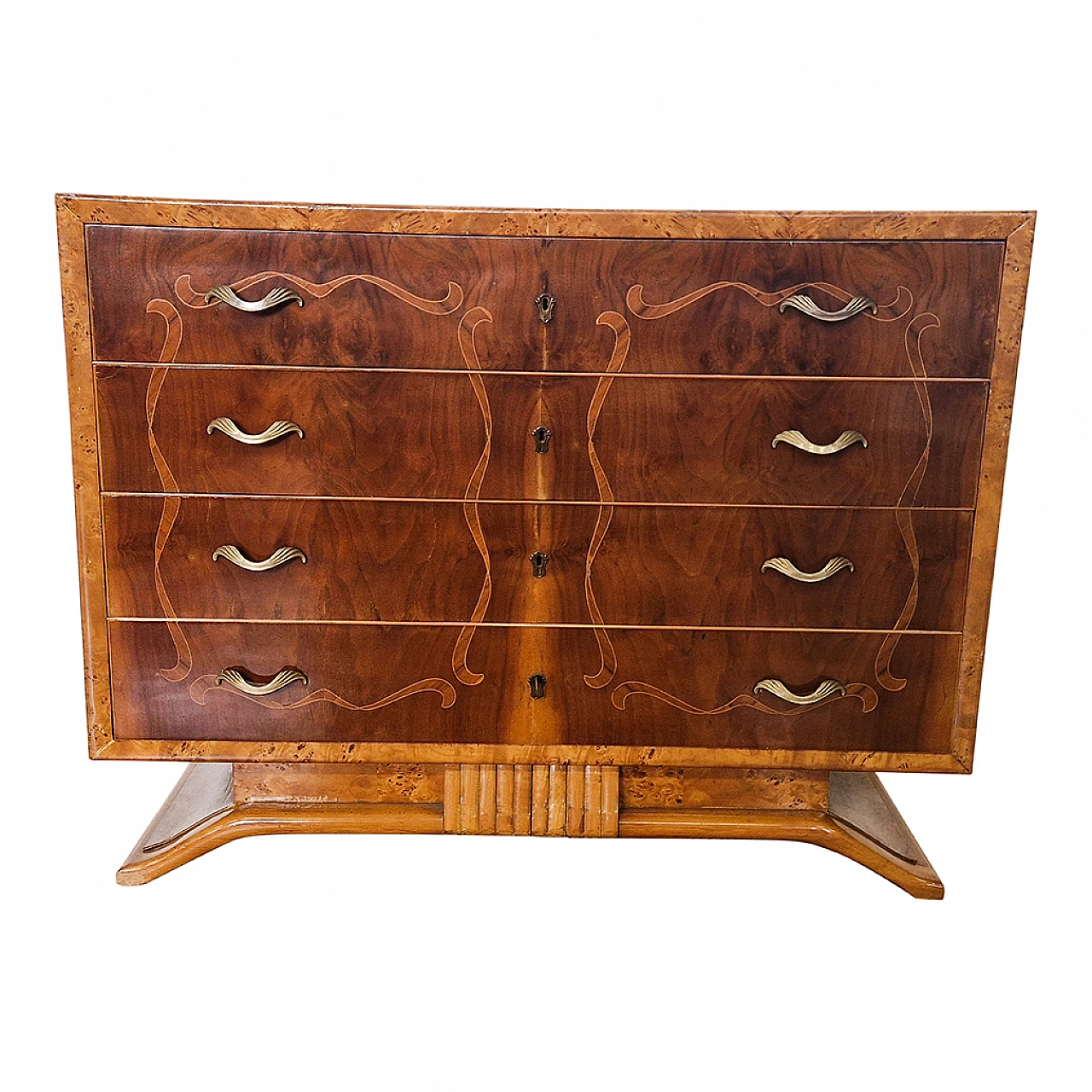 Walnut root Art Deco chest of drawers, 1920s 1