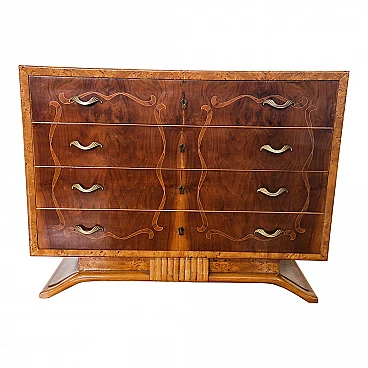 Walnut root Art Deco chest of drawers, 1920s