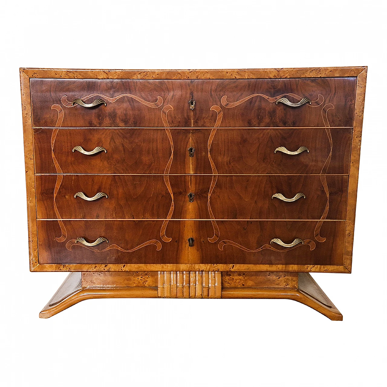 Walnut root Art Deco chest of drawers, 1920s 2