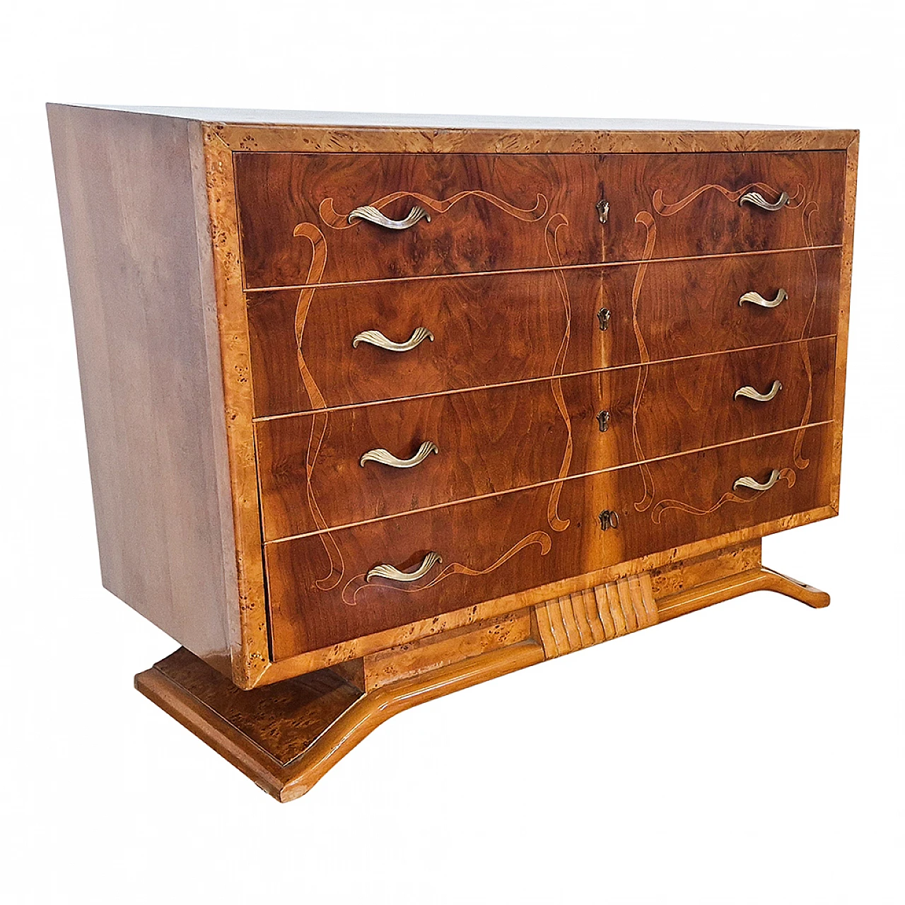 Walnut root Art Deco chest of drawers, 1920s 5