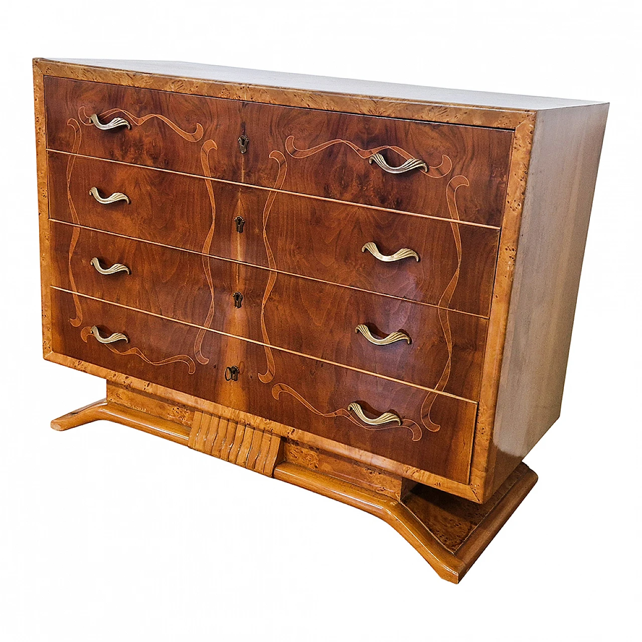 Walnut root Art Deco chest of drawers, 1920s 7