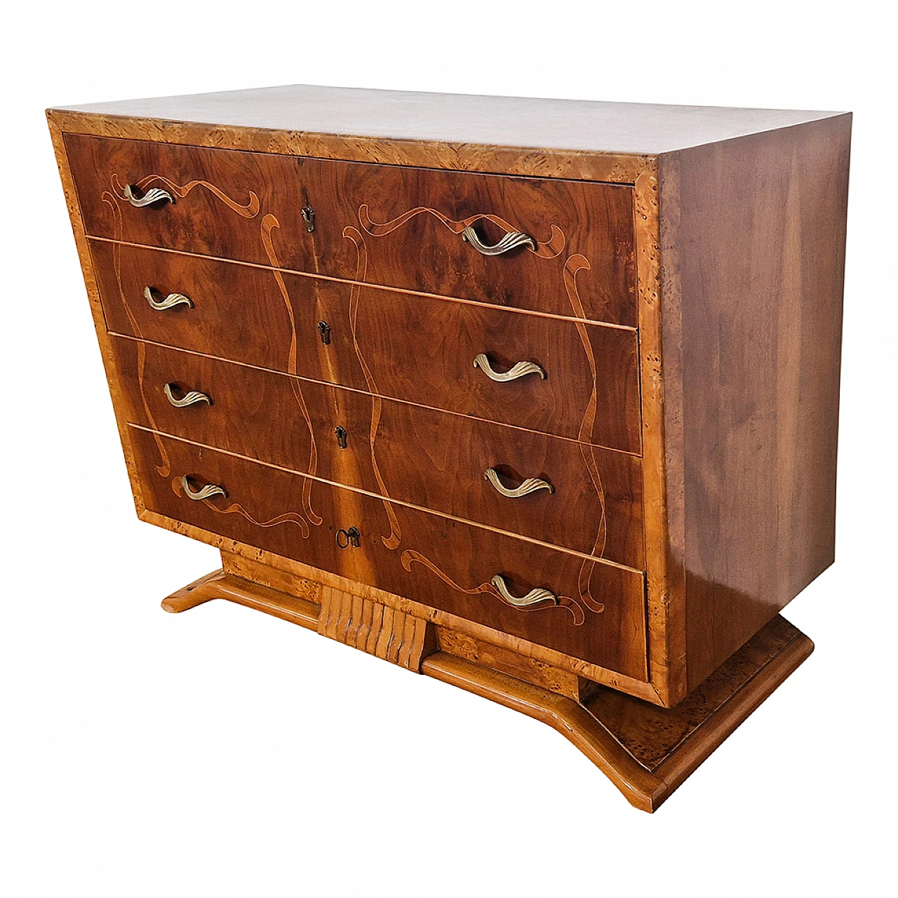 Walnut root Art Deco chest of drawers, 1920s 8