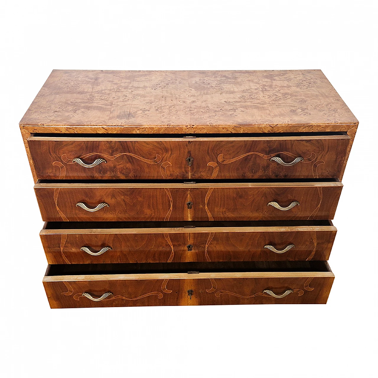 Walnut root Art Deco chest of drawers, 1920s 9