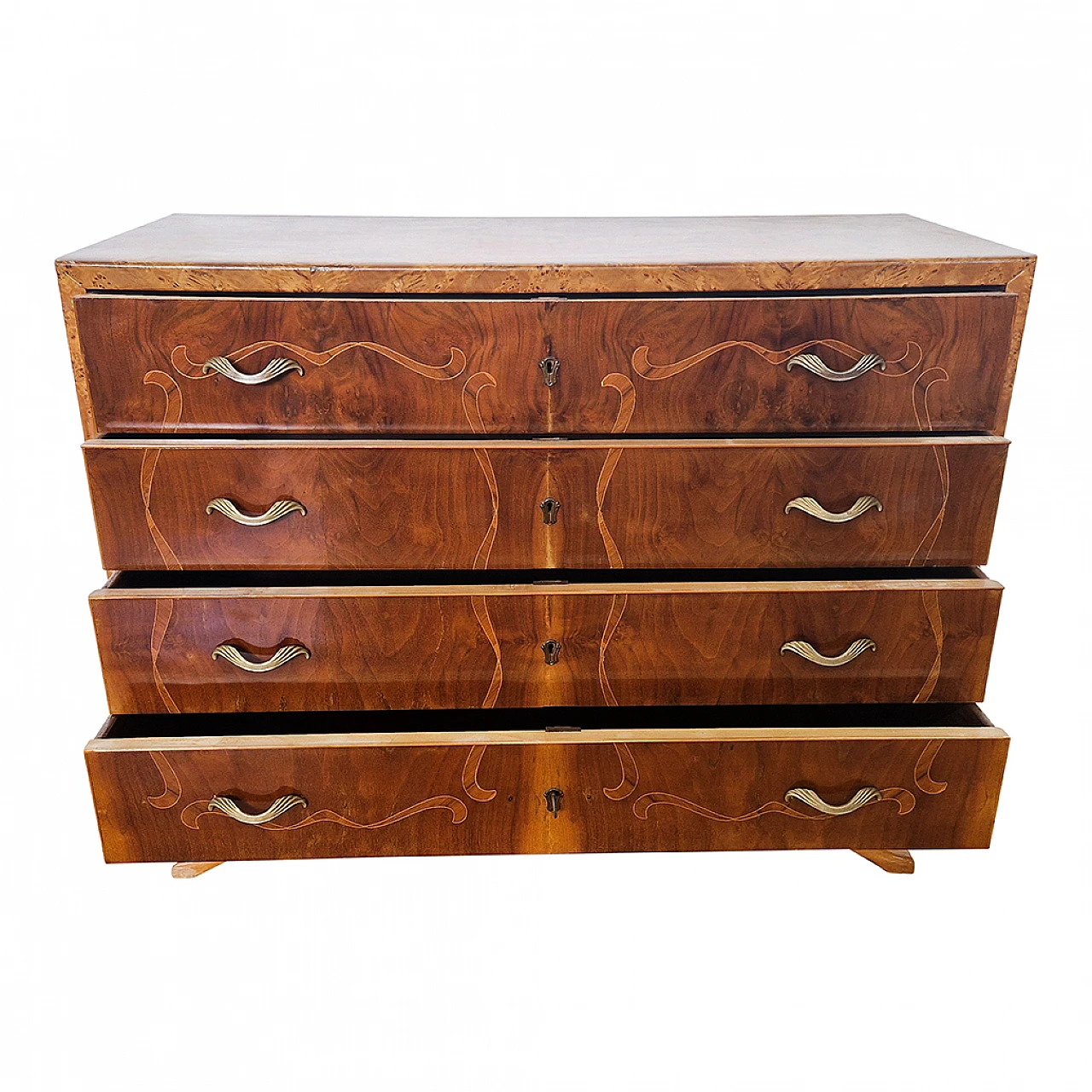 Walnut root Art Deco chest of drawers, 1920s 10