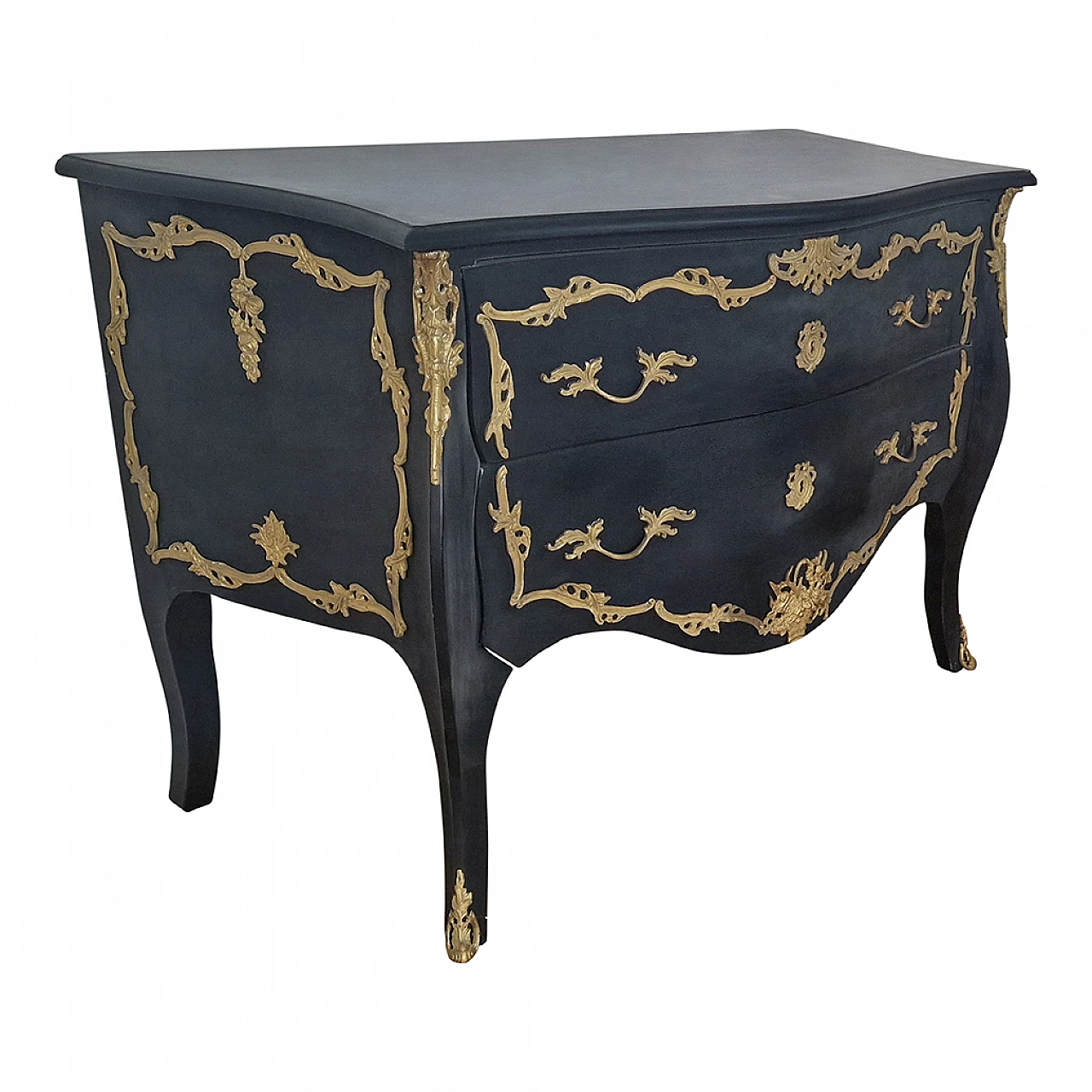 Lacquered wooden dresser with floral details, 1980s 5