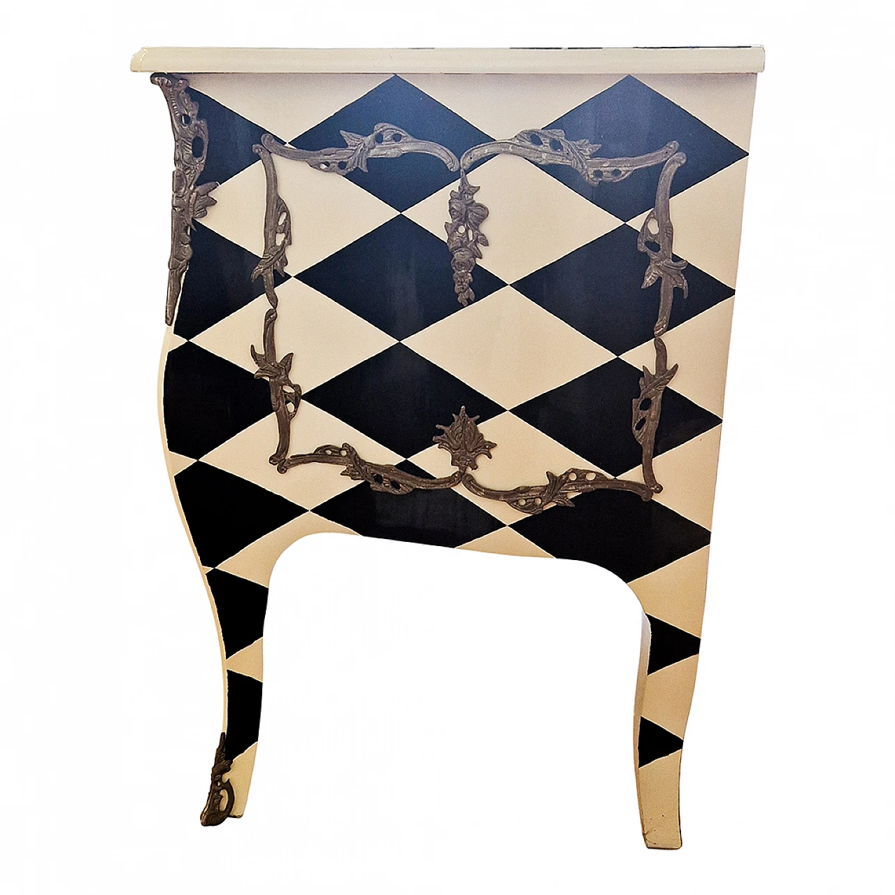 Black and white Baroque style chest of drawers, 1980s 10