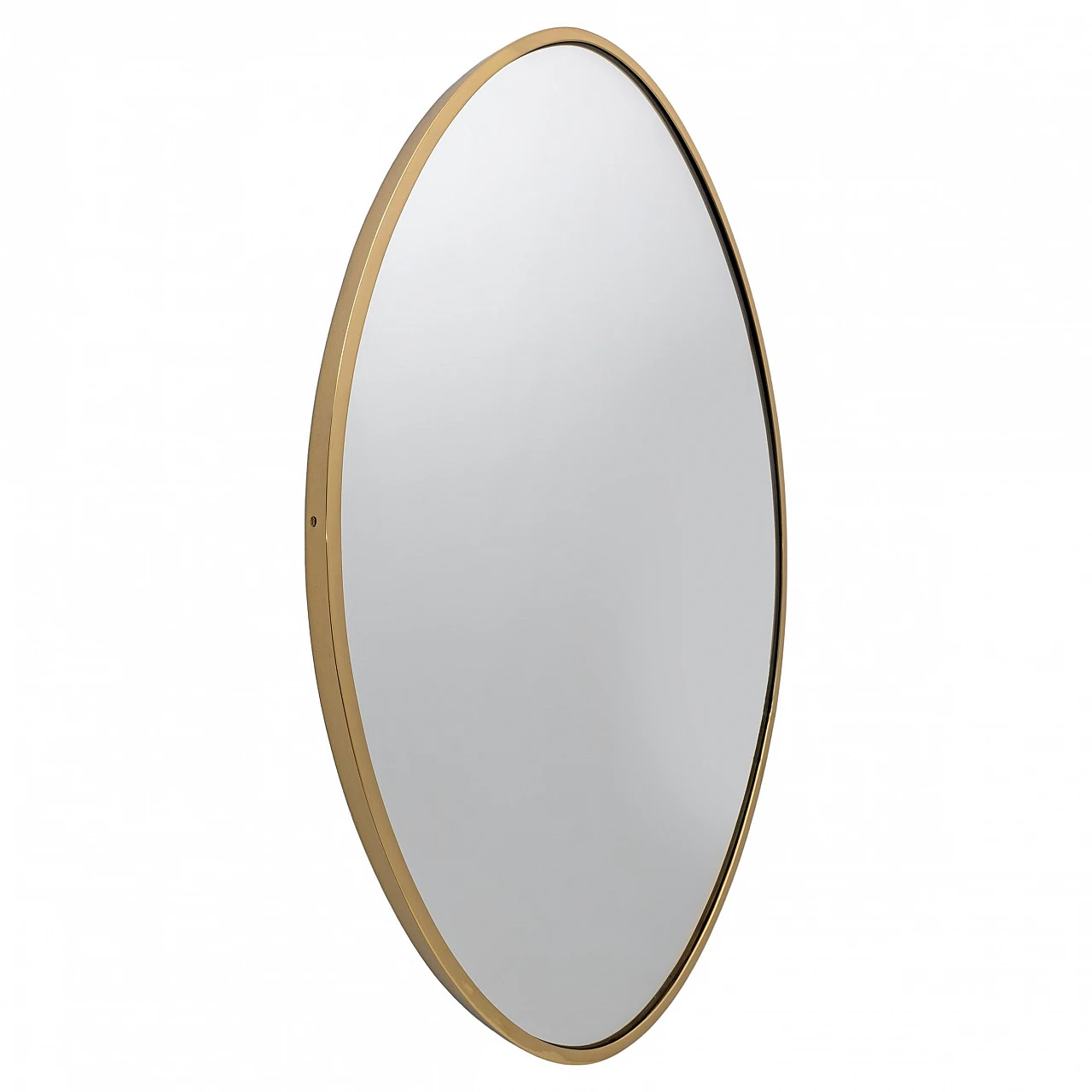 Attributed Gio Ponti Mid-century Modern Italian Brass Wall Mirror, 1950s 1