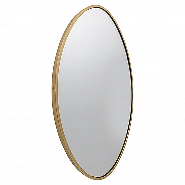 Attributed Gio Ponti Mid-century Modern Italian Brass Wall Mirror, 1950s