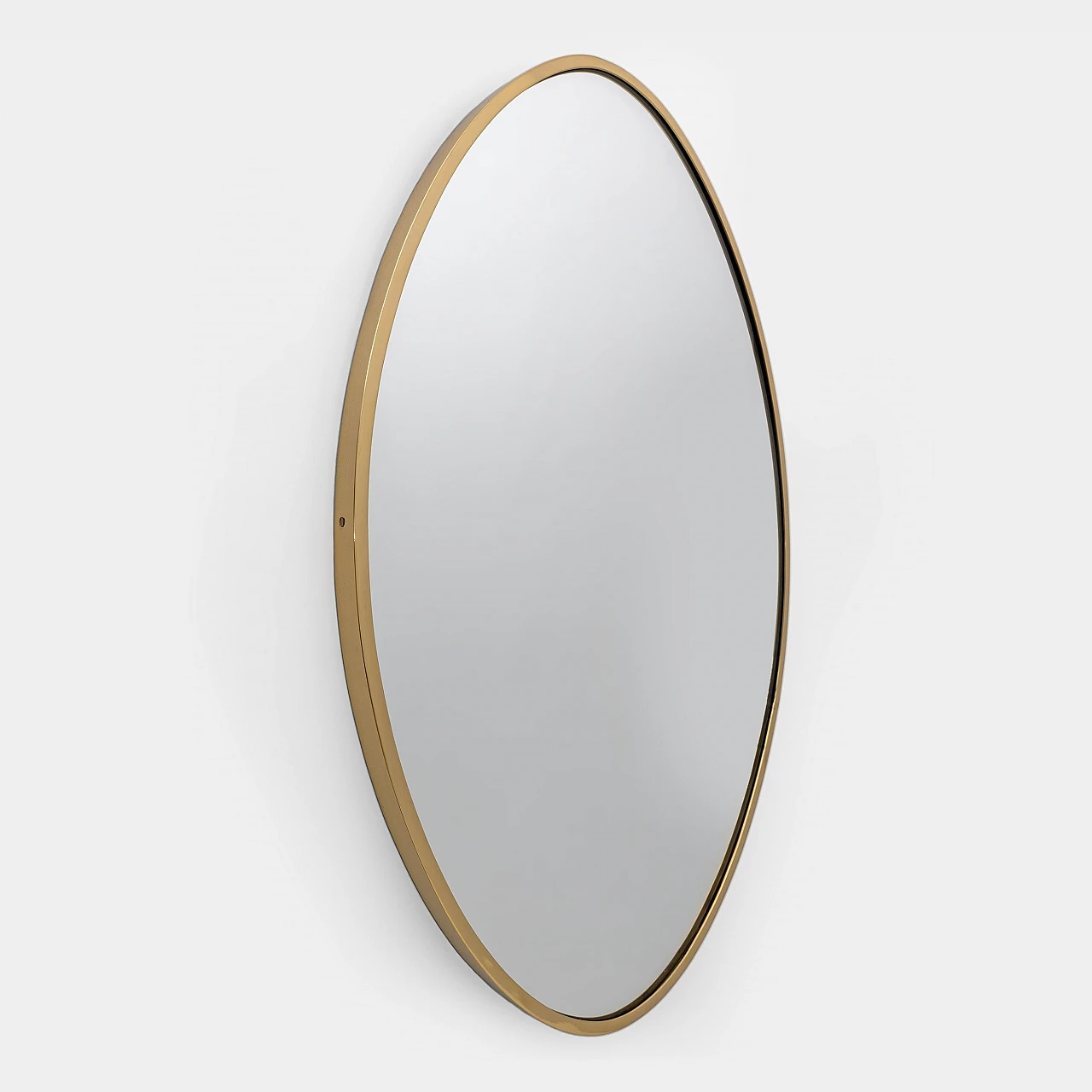 Attributed Gio Ponti Mid-century Modern Italian Brass Wall Mirror, 1950s 2