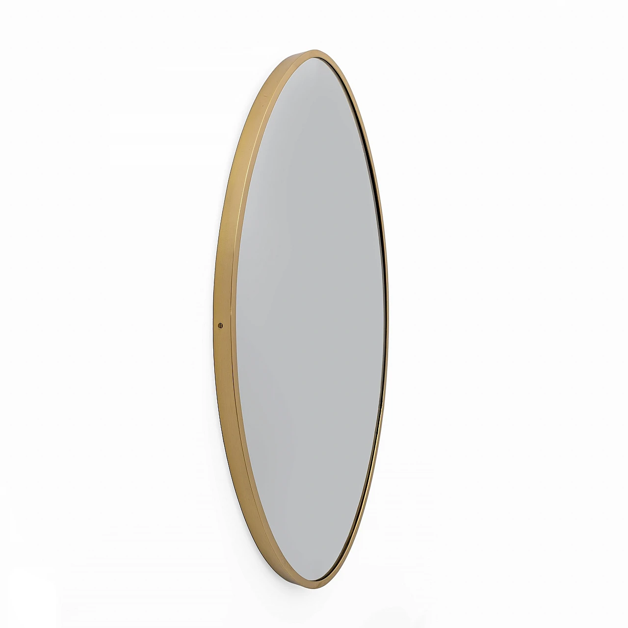 Attributed Gio Ponti Mid-century Modern Italian Brass Wall Mirror, 1950s 4