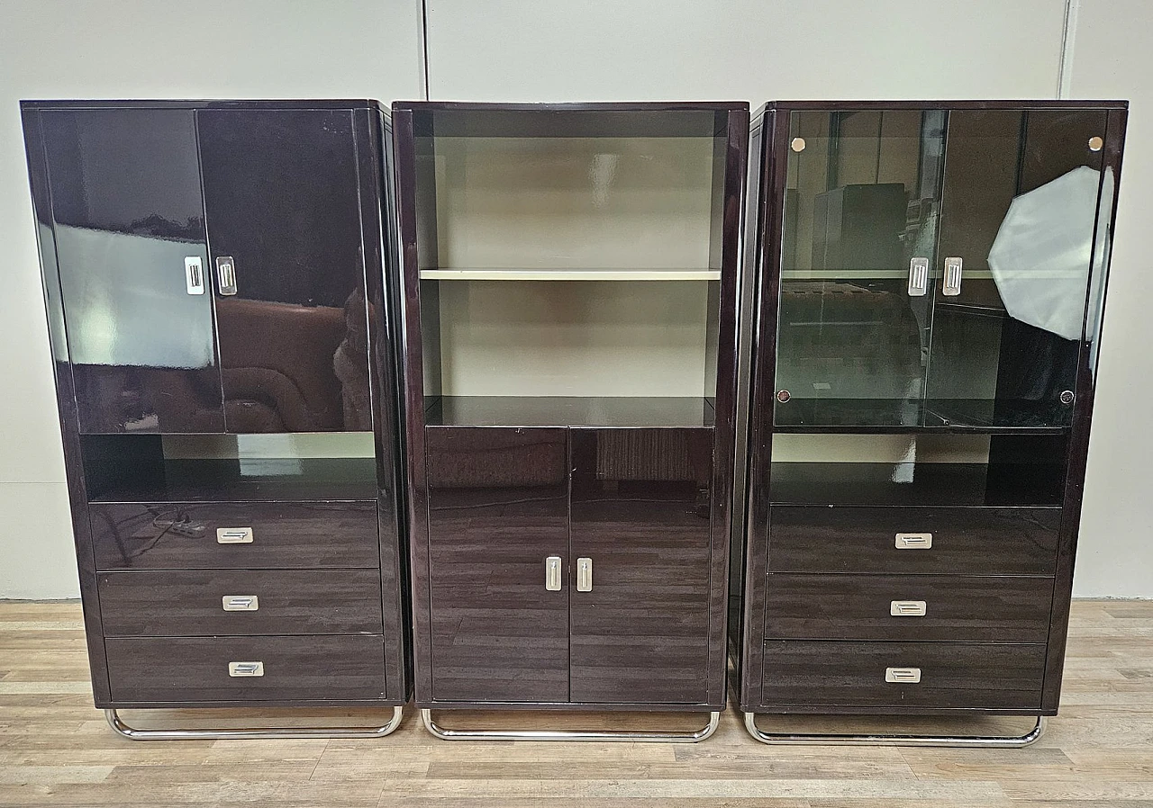 Bauhaus Modular Office Cabinets in Lacquered Wood, 1970s 1