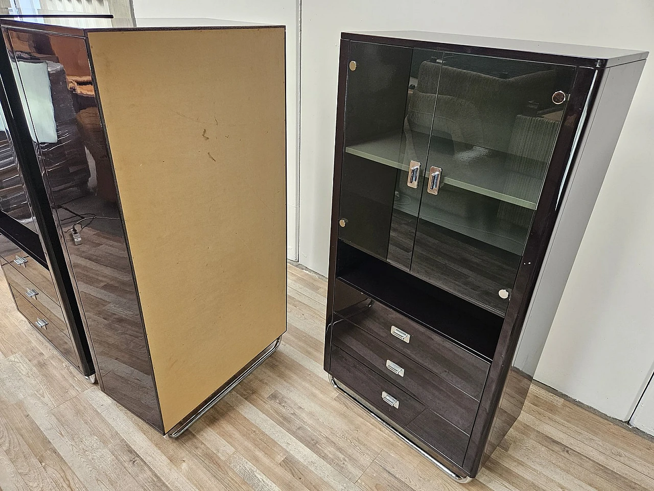 Bauhaus Modular Office Cabinets in Lacquered Wood, 1970s 6