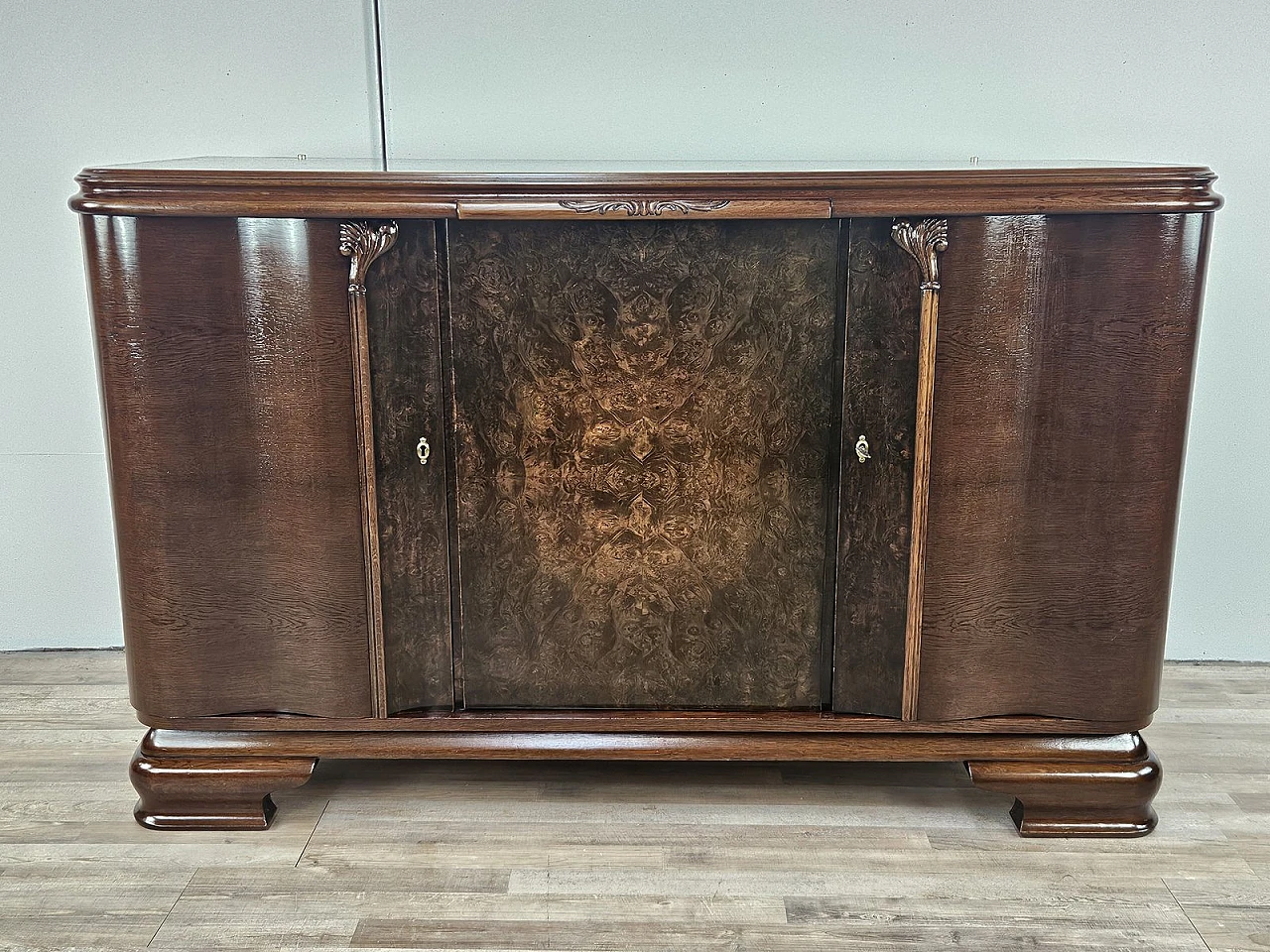 Large Art Deco Sideboard in Oak with Removable Marble Shelf by Friedrich Schlegel, 1930s 1