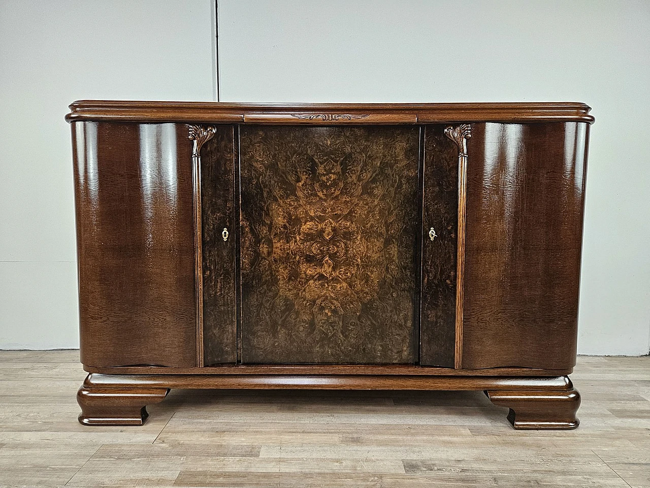 Large Art Deco Sideboard in Oak with Removable Marble Shelf by Friedrich Schlegel, 1930s 2