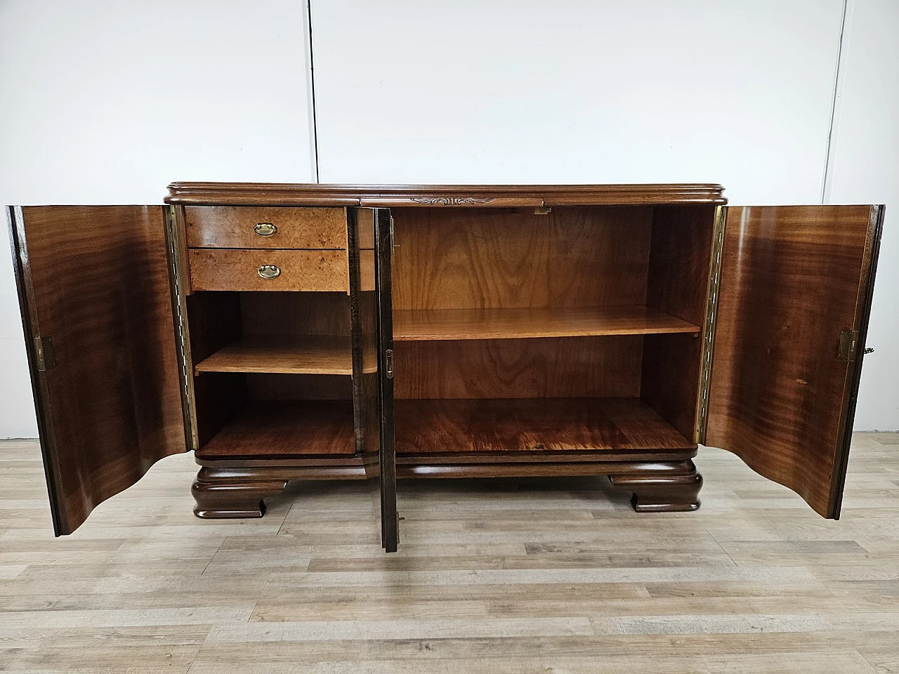 Large Art Deco Sideboard in Oak with Removable Marble Shelf by Friedrich Schlegel, 1930s 17