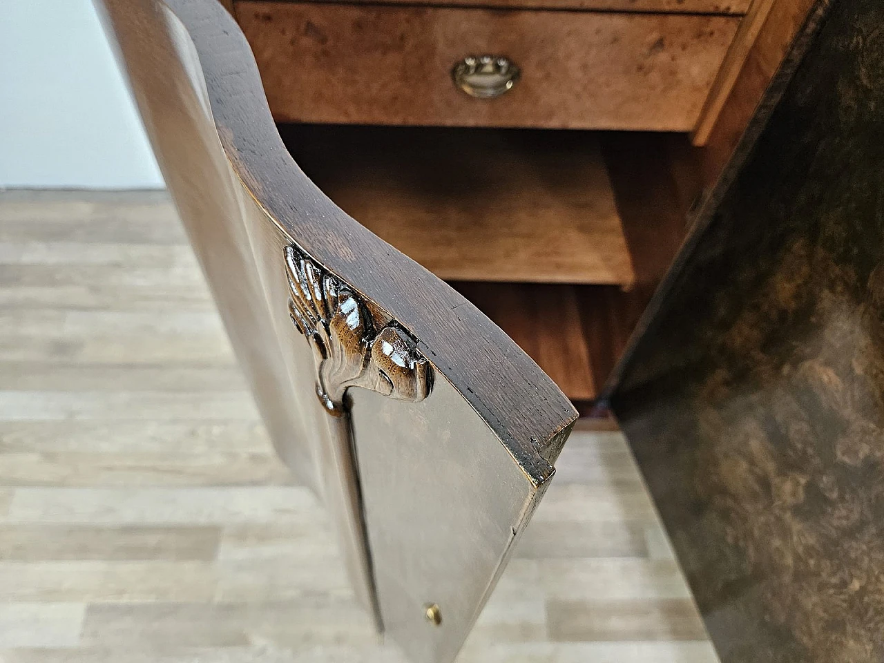 Large Art Deco Sideboard in Oak with Removable Marble Shelf by Friedrich Schlegel, 1930s 18