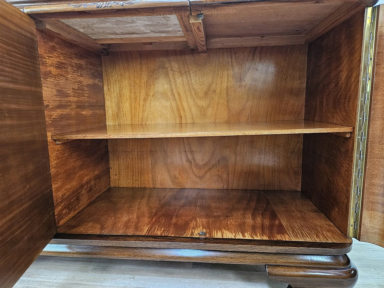 Large Art Deco Sideboard in Oak with Removable Marble Shelf by Friedrich Schlegel, 1930s 33