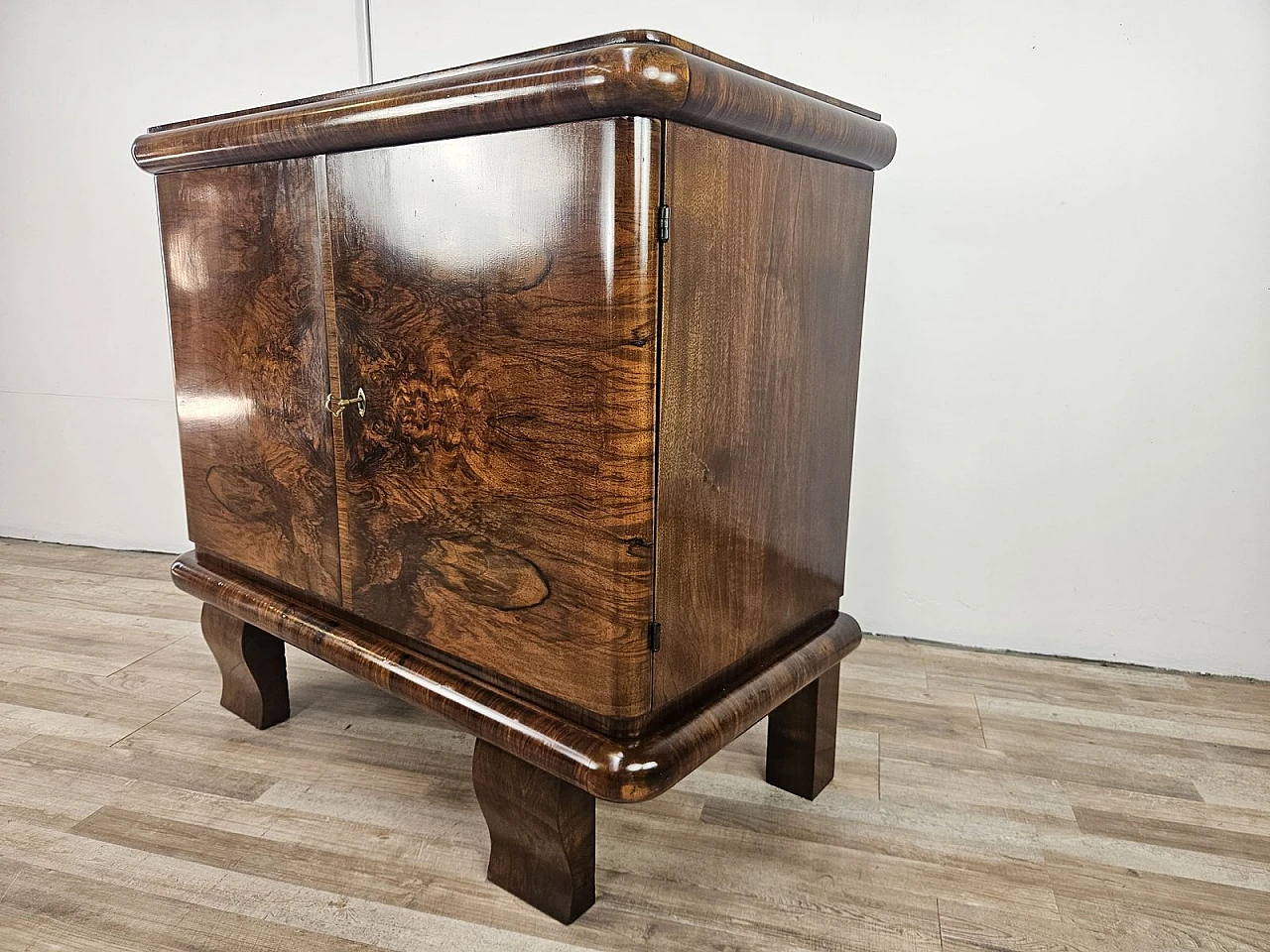 Art Deco Walnut Sideboard with Two Shelves, 1940s 3