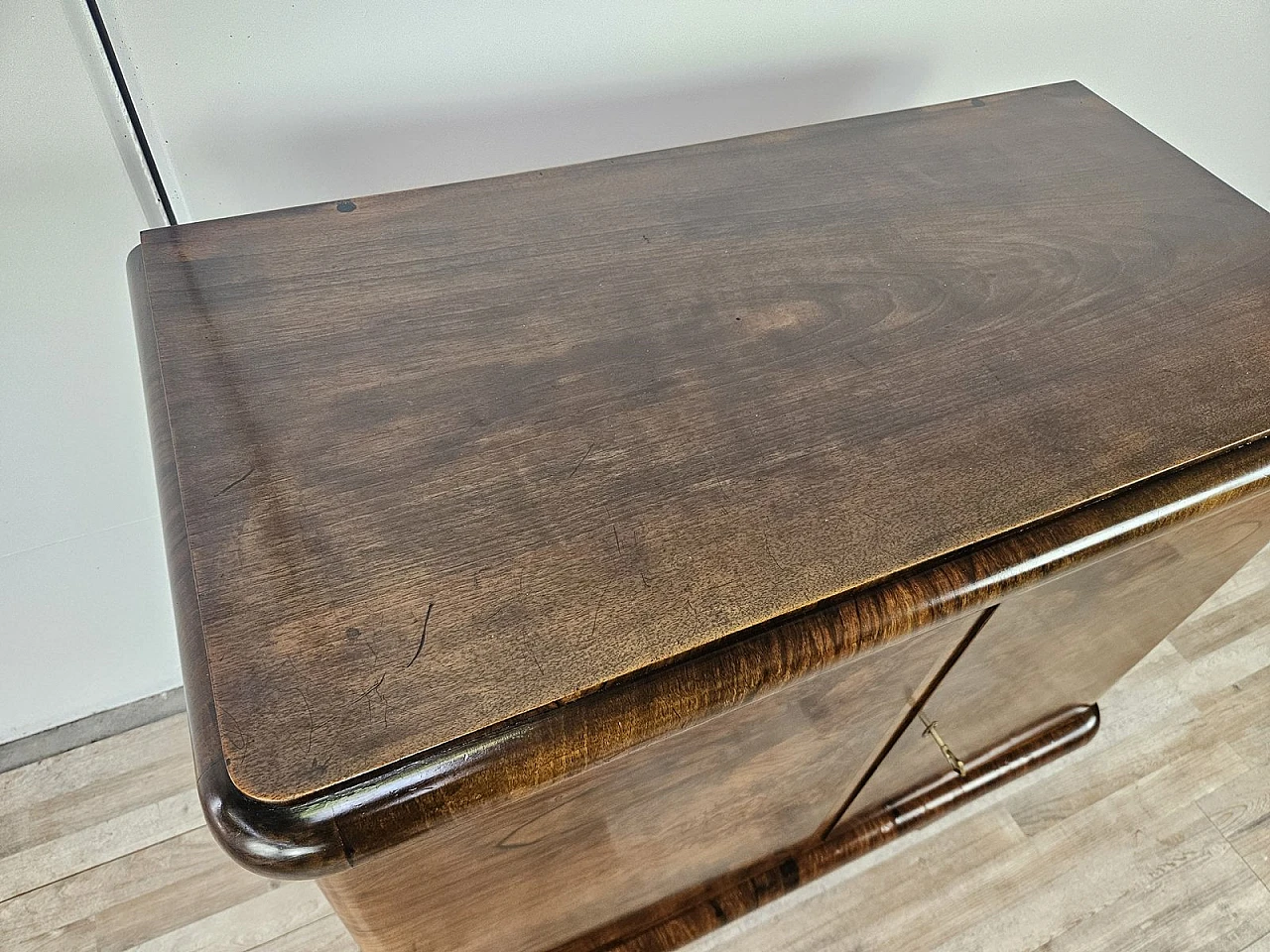 Art Deco Walnut Sideboard with Two Shelves, 1940s 5