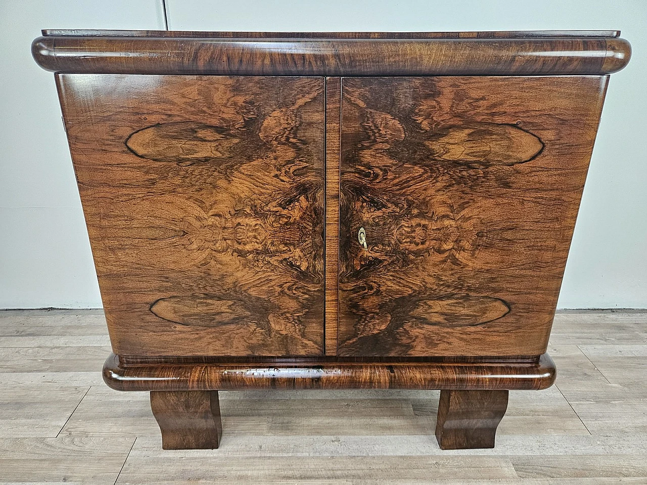 Art Deco Walnut Sideboard with Two Shelves, 1940s 11