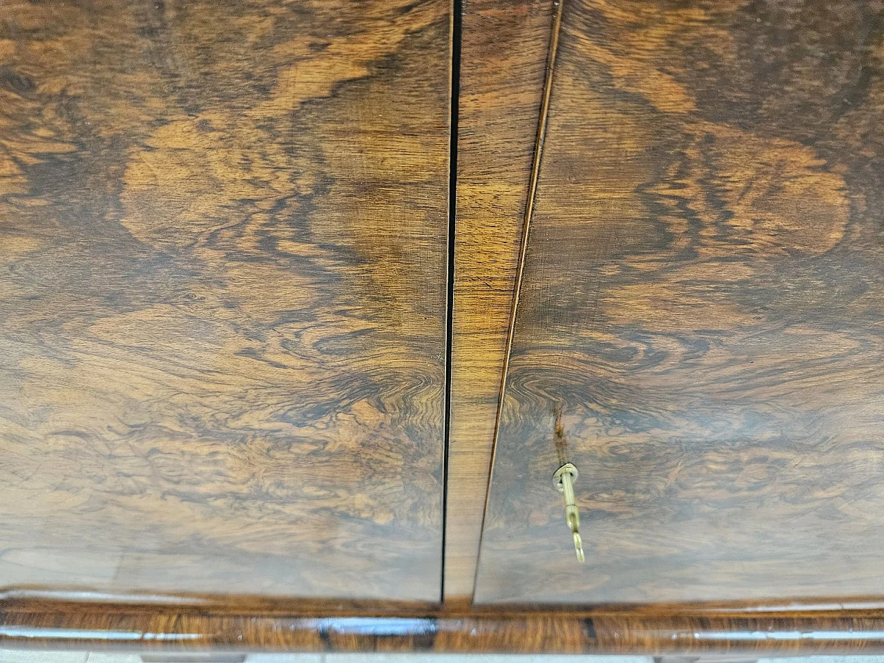 Art Deco Walnut Sideboard with Two Shelves, 1940s 14