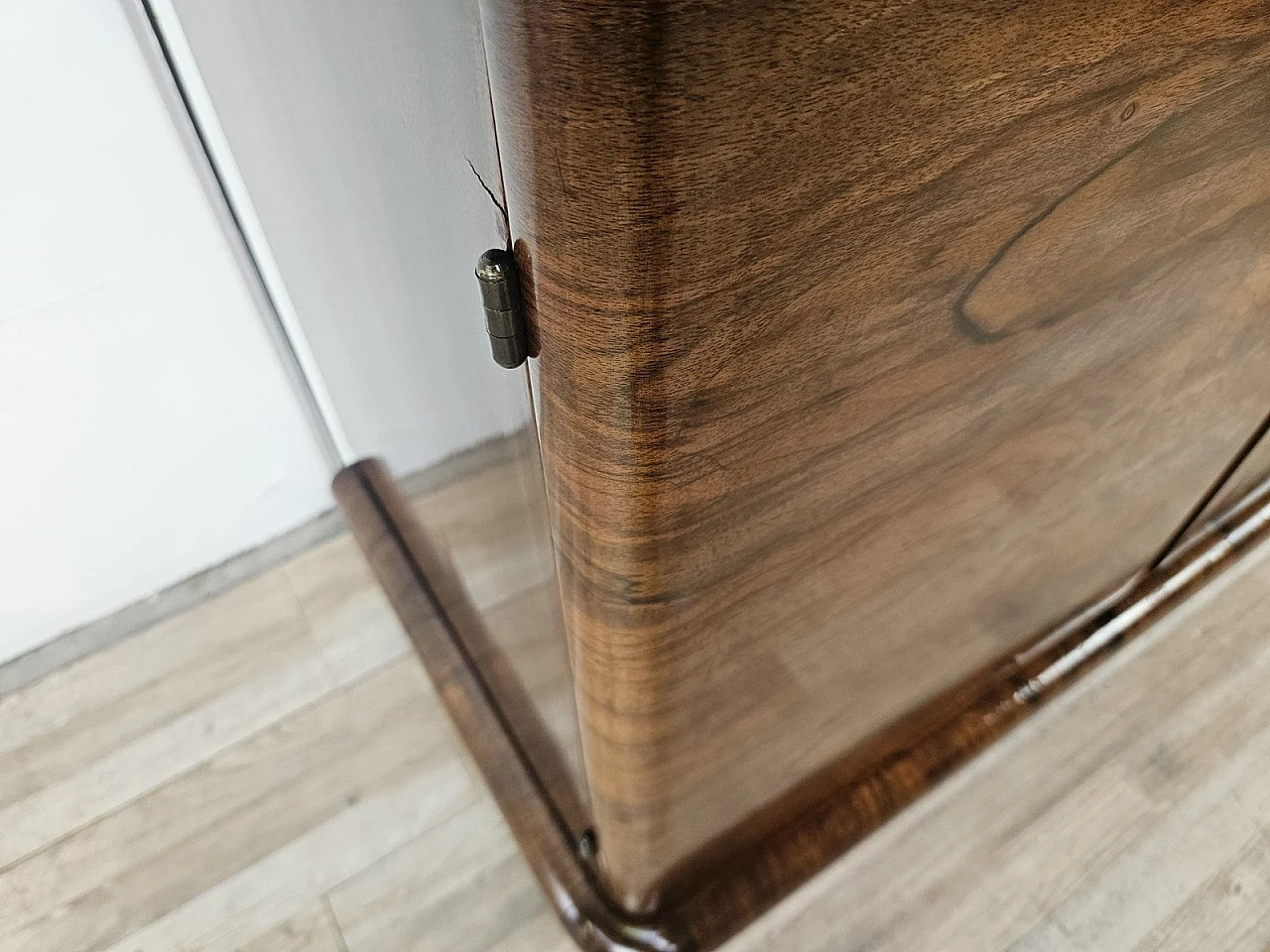 Art Deco Walnut Sideboard with Two Shelves, 1940s 17