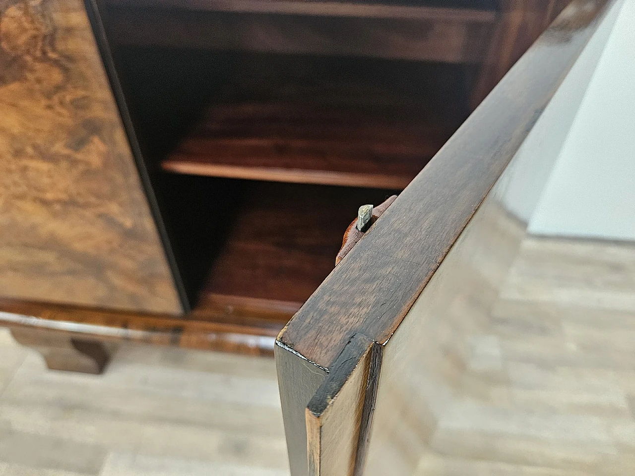 Art Deco Walnut Sideboard with Two Shelves, 1940s 21