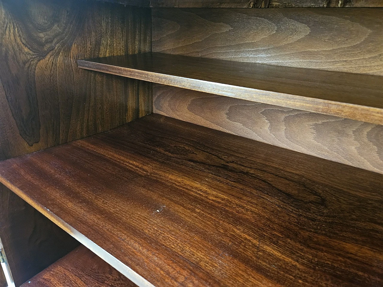 Art Deco Walnut Sideboard with Two Shelves, 1940s 25