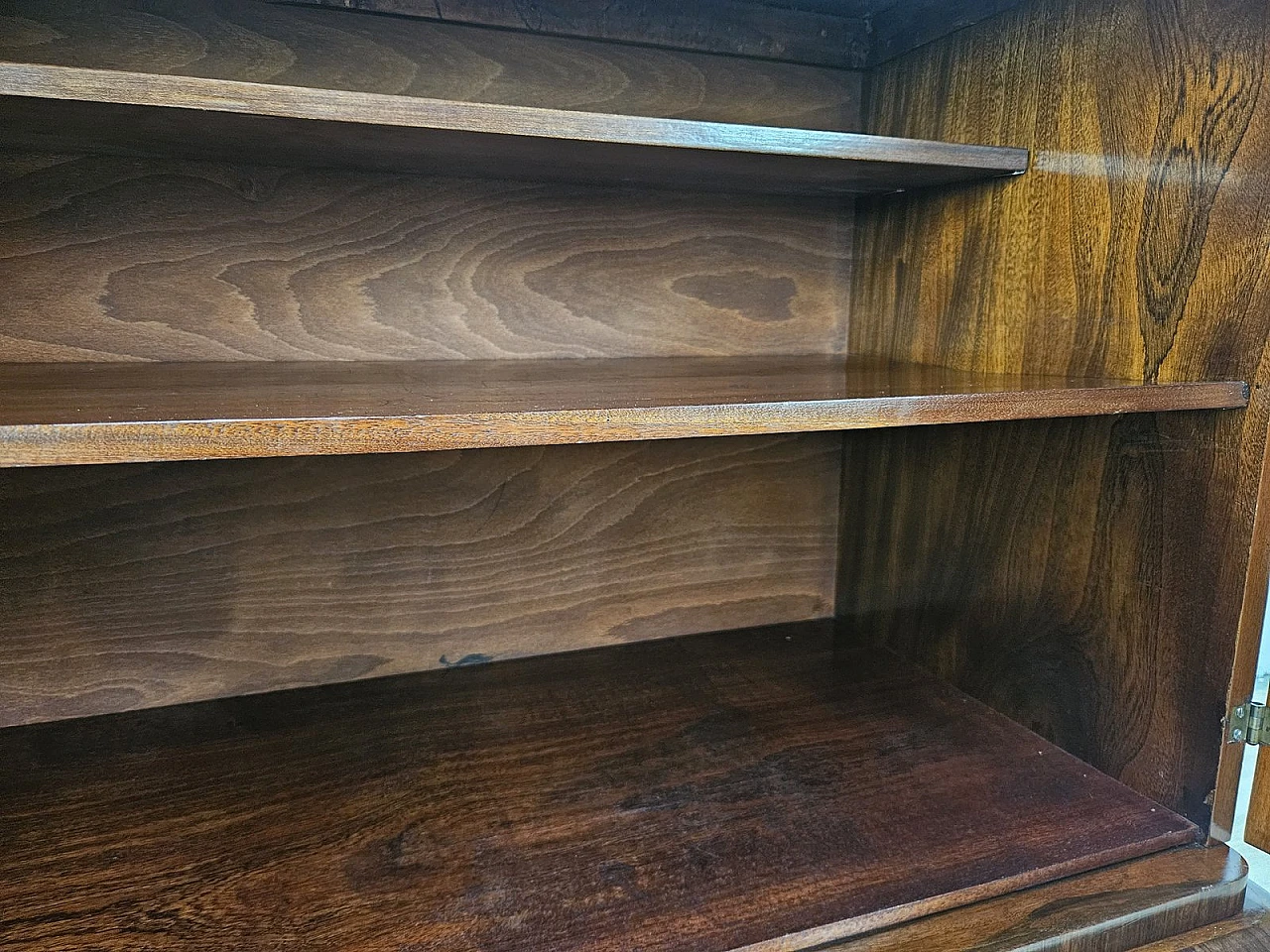 Art Deco Walnut Sideboard with Two Shelves, 1940s 27