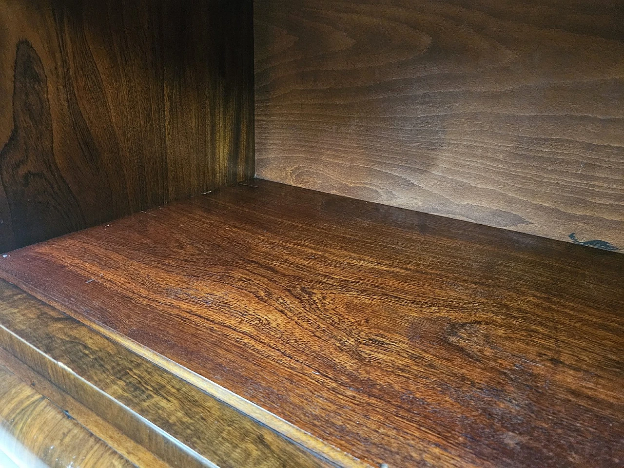 Art Deco Walnut Sideboard with Two Shelves, 1940s 28