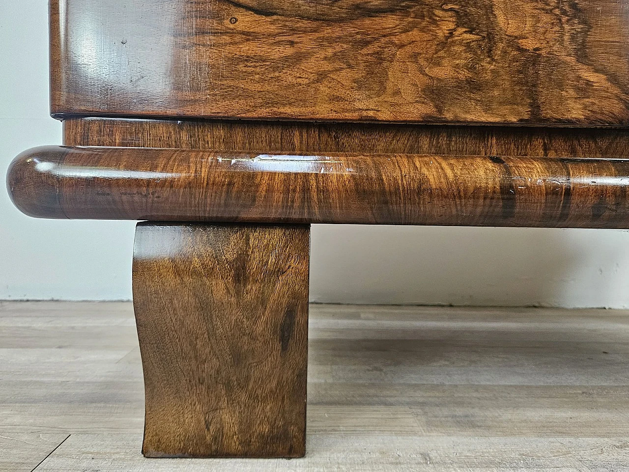 Art Deco Walnut Sideboard with Two Shelves, 1940s 30