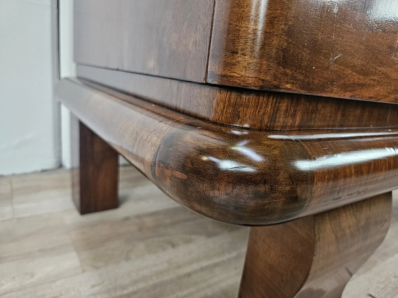 Art Deco Walnut Sideboard with Two Shelves, 1940s 32