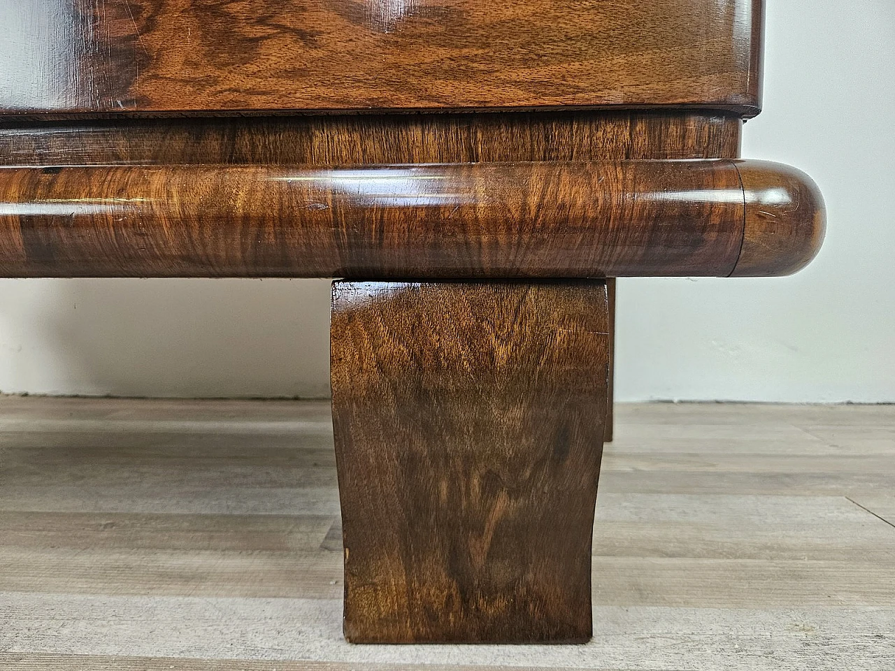 Art Deco Walnut Sideboard with Two Shelves, 1940s 34