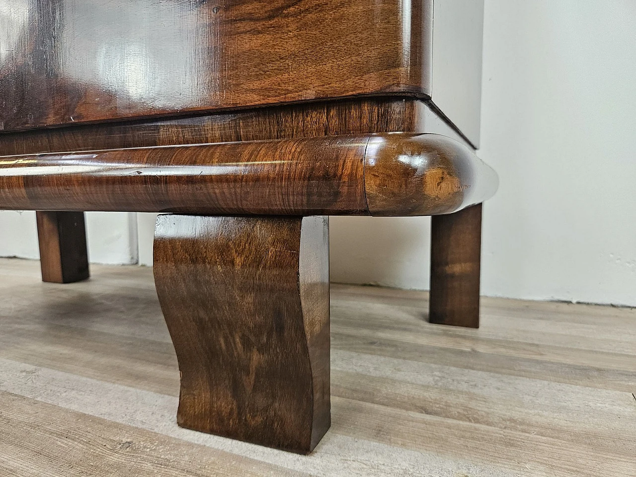 Art Deco Walnut Sideboard with Two Shelves, 1940s 35