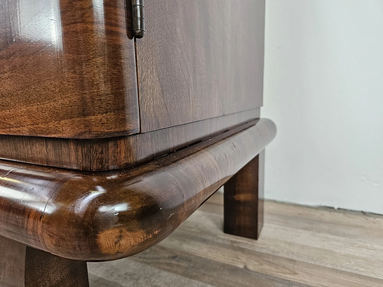 Art Deco Walnut Sideboard with Two Shelves, 1940s 36