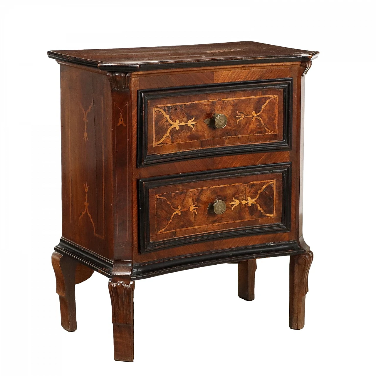 Baroque bedside table in walnut and poplar, '700 1