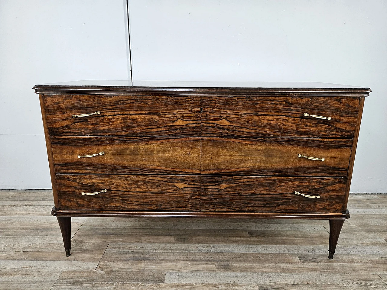 Torino Model Chest of Drawers with Three Drawers and Brass Handles, 1950s 1